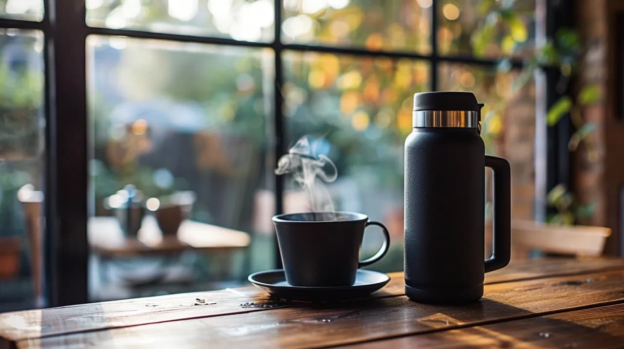 Czarny termos - niezastąpiony w podróży i codziennym życiu